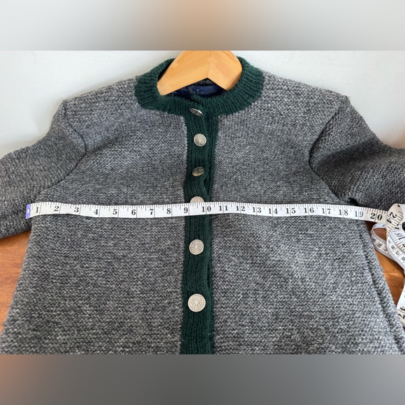 Ralph Lauren Vintage Wool Cardigan with Green trim, blue label, Small, hand knit - Picture 7 of 13